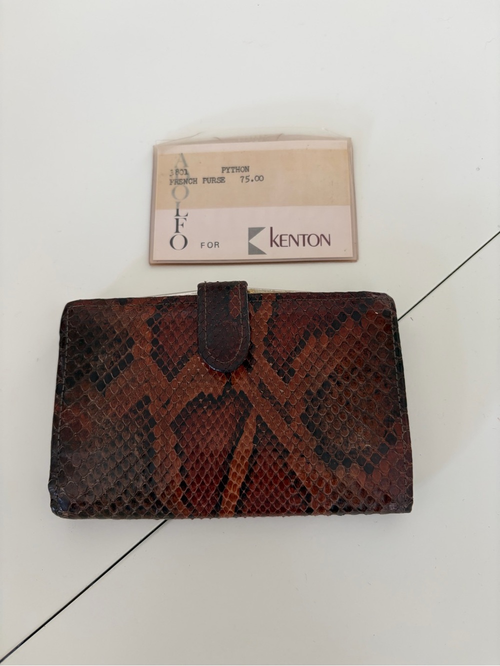 Adolfo Brown and Black Python-Pattern Card Holder